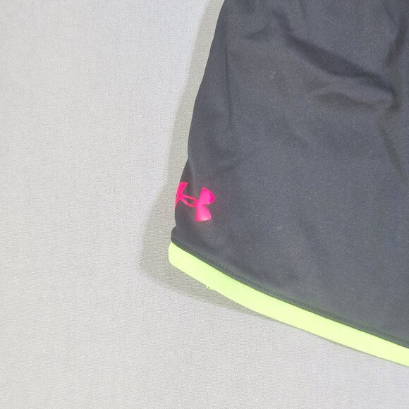 Under Armour athletic shorts youth girl size M black with neon and pink design - Picture 7 of 12